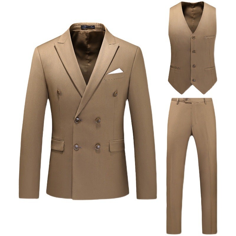 Men'S Hollow Large Size Suit Three-Piece Double-Breasted Business Casual Suit 7110 - Image 1