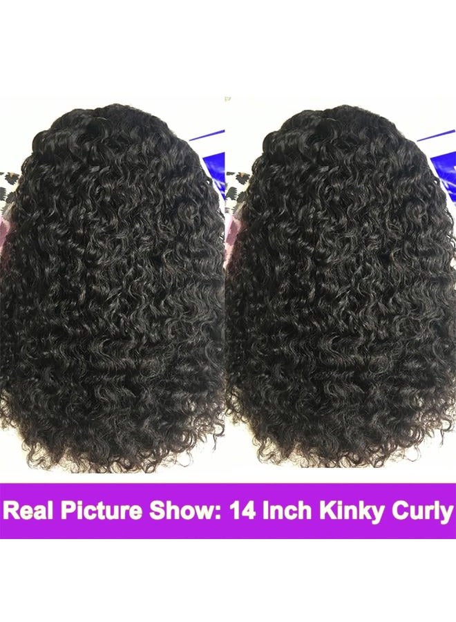 Feelgrace Water Wave Headband Wig Human Hair Glueless None Lace Headband Wig Brazilian Human Hair Machine Made Curly Wigs for Black Women, Short Wigs Kinky Curly Weave 100% Unprocessed Hair 150% Density 12 Inch - Image 3