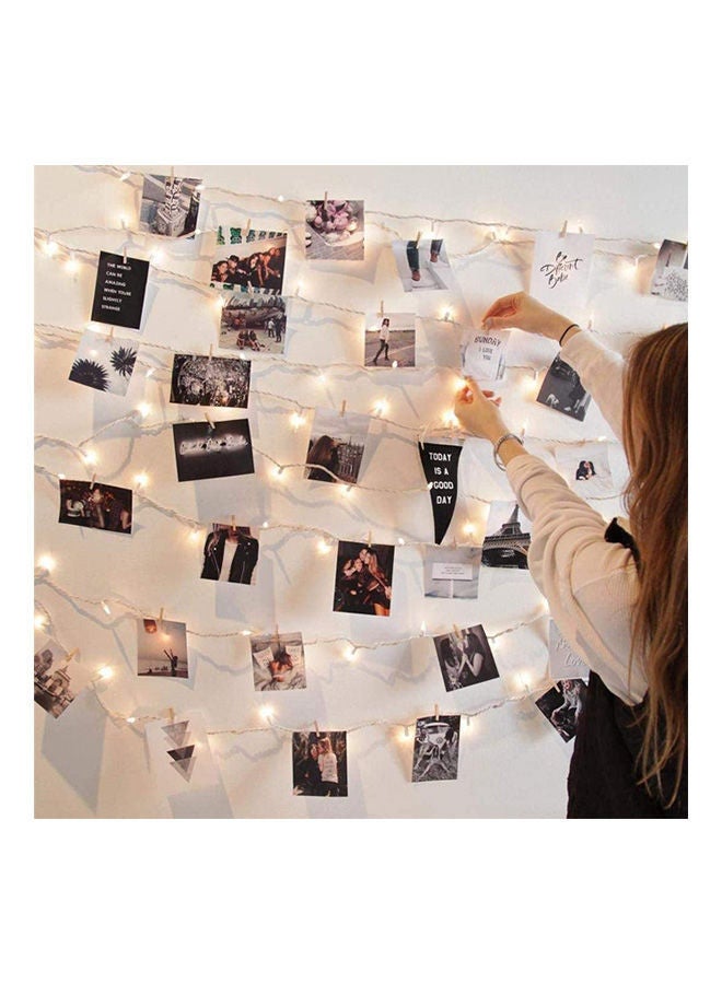 NIBEMINENT 80 Leds 50 Photo Clips String Lights,Bedroom Fairy Lights For Indoor Outdoor Home Garden Decoration To Hang Card White - Image 1