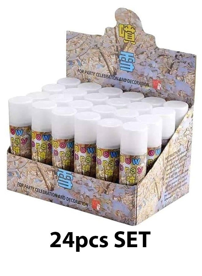 White Snow Decorative Party Spray Pack of 24pcs Realistic Vanishing Snow Effect - Image 1