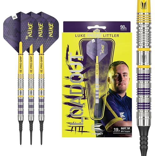 Target Darts Luke Littler Loadout Soft Tip Darts 90 Tungsten Dart 19G Pixel Tip Dart Set Player Edition Soft Tip Electronic Darts Set with Pro Grip Shafts No2 Flights - Image 1