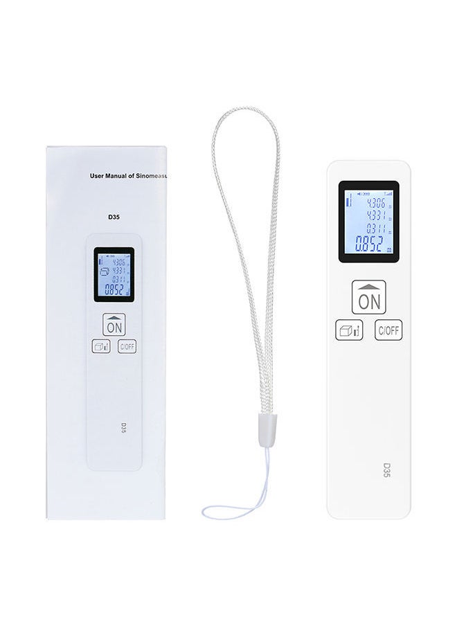 NIBEMINENT Mini Handheld Laser Distance Meter Digital Rangefinder White 15.60X3.20X5.60centimeter  - Image 2
