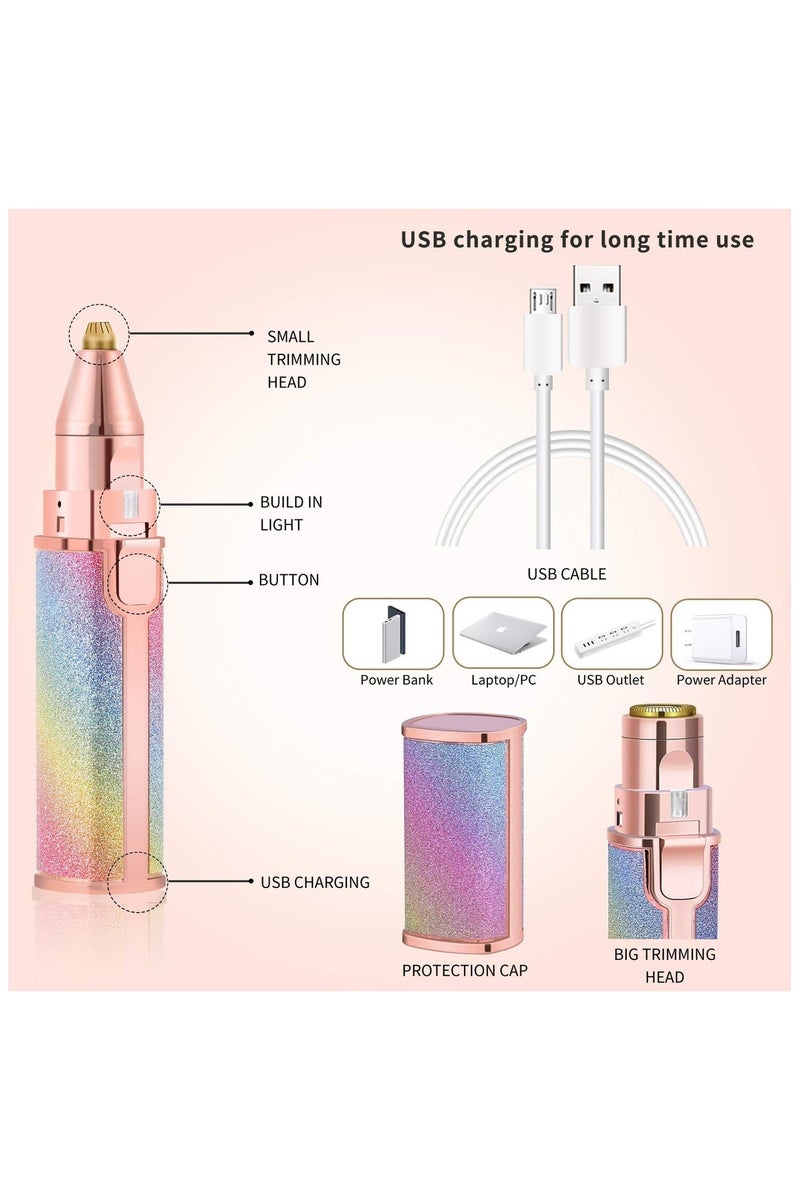 مزيل شعر الحواجب والوجه متعدد الألوان 2 في 1 - ماكينة تشذيب دقيقة قابلة لإعادة الشحن عبر USB - Image 3