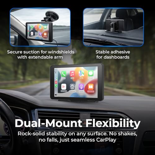 AutoSky 7" Wireless CarPlay & Android Auto Screen with Backup Camera – Portable FM + Bluetooth Dashboard Display for Older Cars with Mirror Link Feature – AutoSky - Image 5