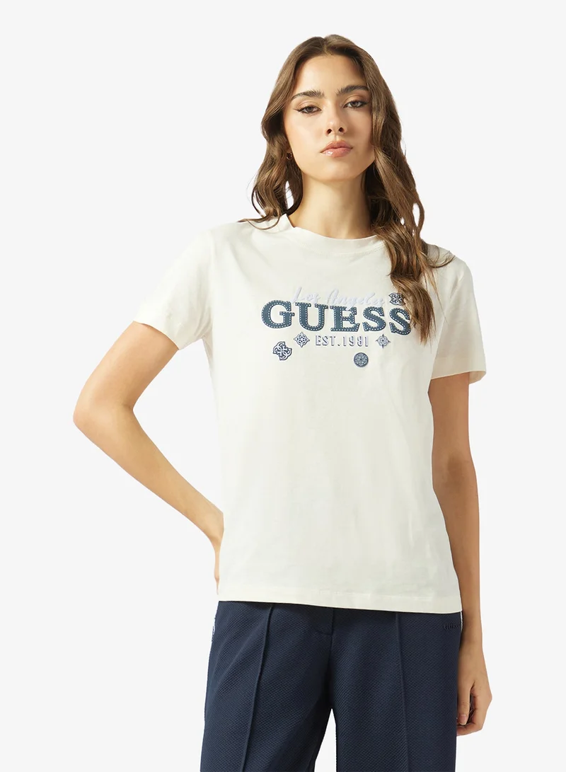 جس تي شيرت بياقة دائرية وقصة عادية