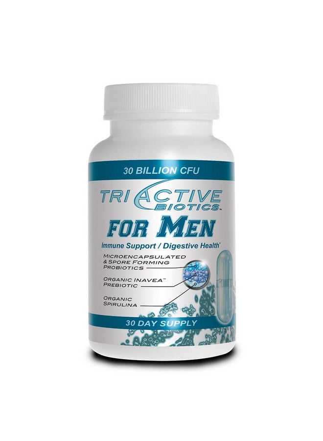 Essential Source TriActive Biotics Daily Probiotics for Men - Men's Probiotic with Organic Blue Spirulina & Inavea Prebiotics, 30 Billion CFU - No Allergens, Shelf-Stable - One Capsule a Day - 30-Ct - Image 1