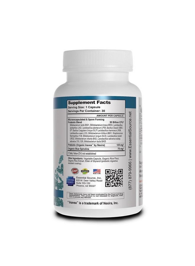 Essential Source TriActive Biotics Daily Probiotics for Men - Men's Probiotic with Organic Blue Spirulina & Inavea Prebiotics, 30 Billion CFU - No Allergens, Shelf-Stable - One Capsule a Day - 30-Ct - Image 2