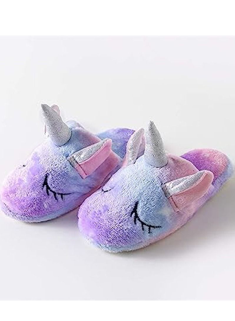 شباشب قماشية مُفْرَدَة بأشكال ذوات القرون المُلوَّنة للأولاد والبنات مع نعل مقاوم للانزلاق - Image 4