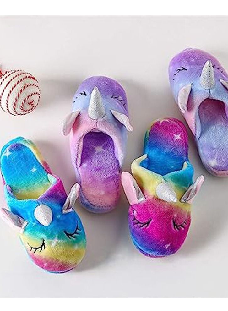 شباشب قماشية مُفْرَدَة بأشكال ذوات القرون المُلوَّنة للأولاد والبنات مع نعل مقاوم للانزلاق - Image 5