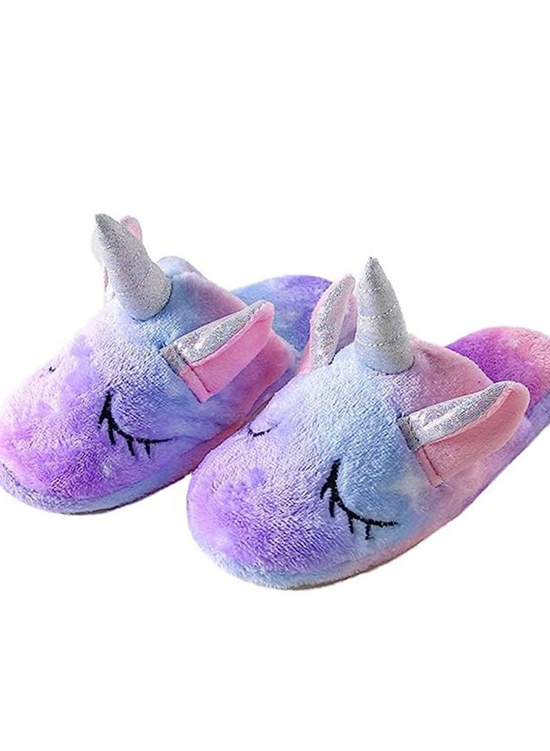 شباشب قماشية مُفْرَدَة بأشكال ذوات القرون المُلوَّنة للأولاد والبنات مع نعل مقاوم للانزلاق - Image 2