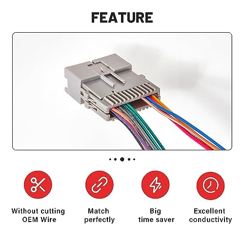 RED WOLF Car Radio Wiring Harness w/Antenna Adapter Compatible with 2002-2008 GM Chevy Silverado Impala GMC Sierra Buick Cadillac Aftermarket Stereo CD Receiver Wire Cable Aerial Connector Plug - Image 2