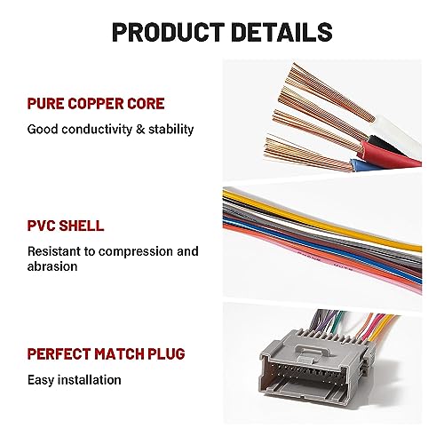 RED WOLF Car Radio Wiring Harness w/Antenna Adapter Compatible with 2002-2008 GM Chevy Silverado Impala GMC Sierra Buick Cadillac Aftermarket Stereo CD Receiver Wire Cable Aerial Connector Plug - Image 5