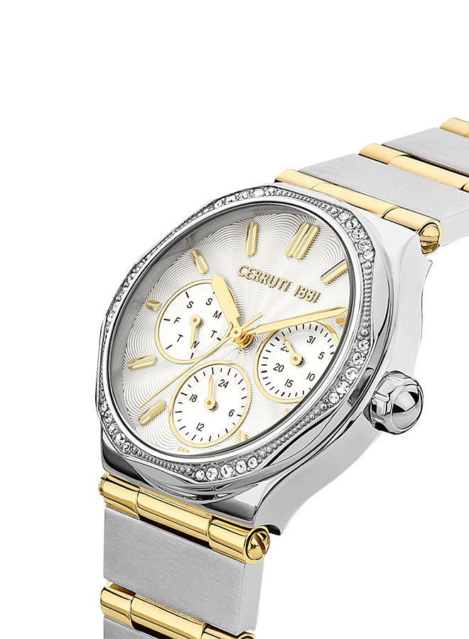 ساعة يد نسائية دائرية من الستانلس ستيل بعقارب ذهبي...