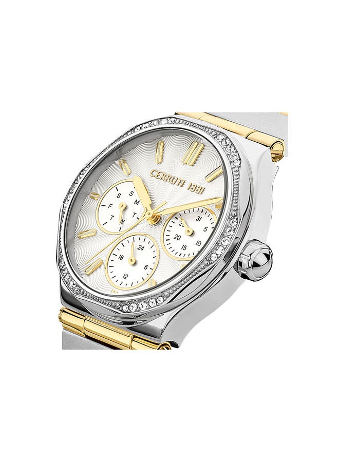 ساعة يد نسائية دائرية من الستانلس ستيل بعقارب ذهبي...