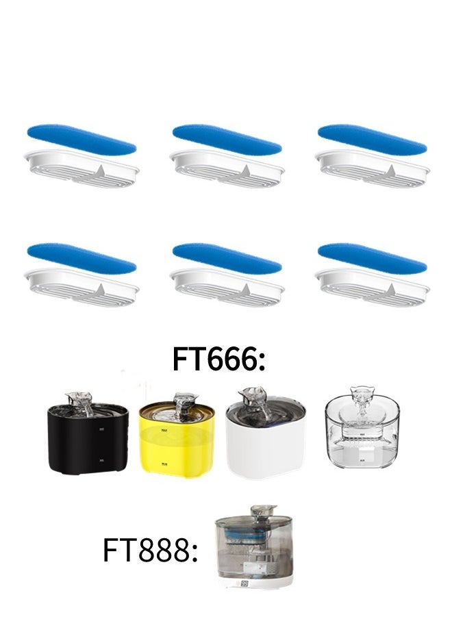 Generic Cat Water Fountain Filter, 6 Pack Replacement Filters for FT666/FT888 Automatic Pet Water Dispenser  - Image 1