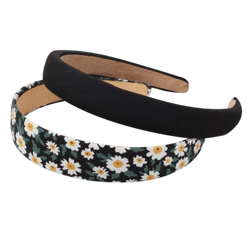 Cuizhiyu 6PK Different Designs Headbands for Women Non Slip Flower Black White Solid Headband Set Cute Pearl Hair Band for Girls Twisted Hairband - Image 5