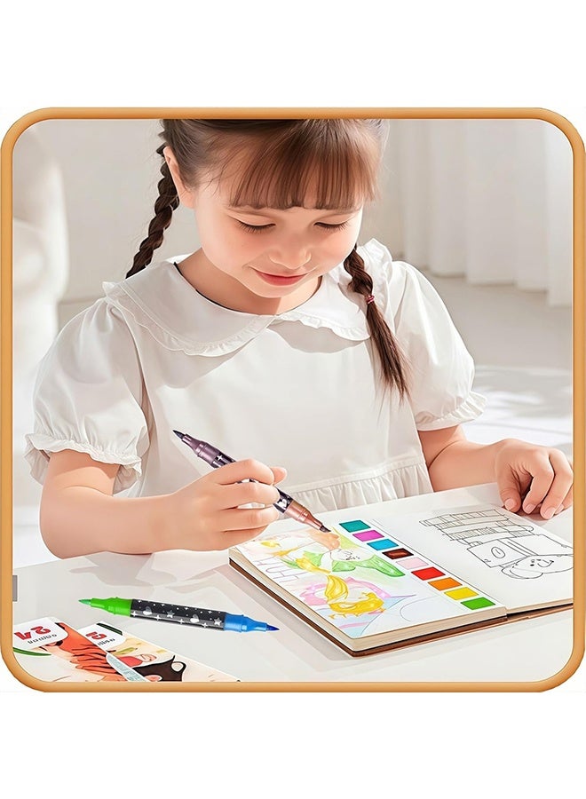 Dual Tip Glitter Markers Pens 24 Colors Dual Tip Brush Glitter Pens Set 12 Pack Sparkle Markers for Art Supplies Scrapbooking, Cards, DIY Crafts, Adults Coloring Books - Image 3