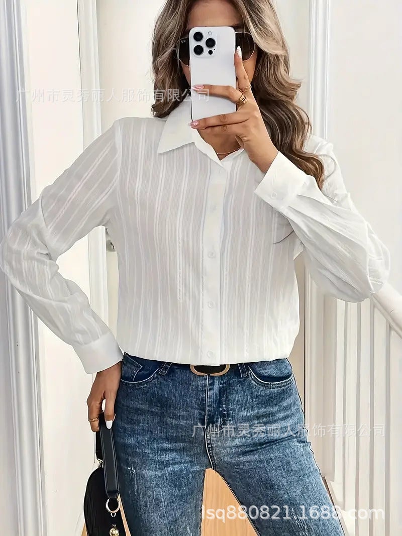 Independent Station Spring, Summer And Autumn Long Sleeve Shirt Joker Occupation - Image 4