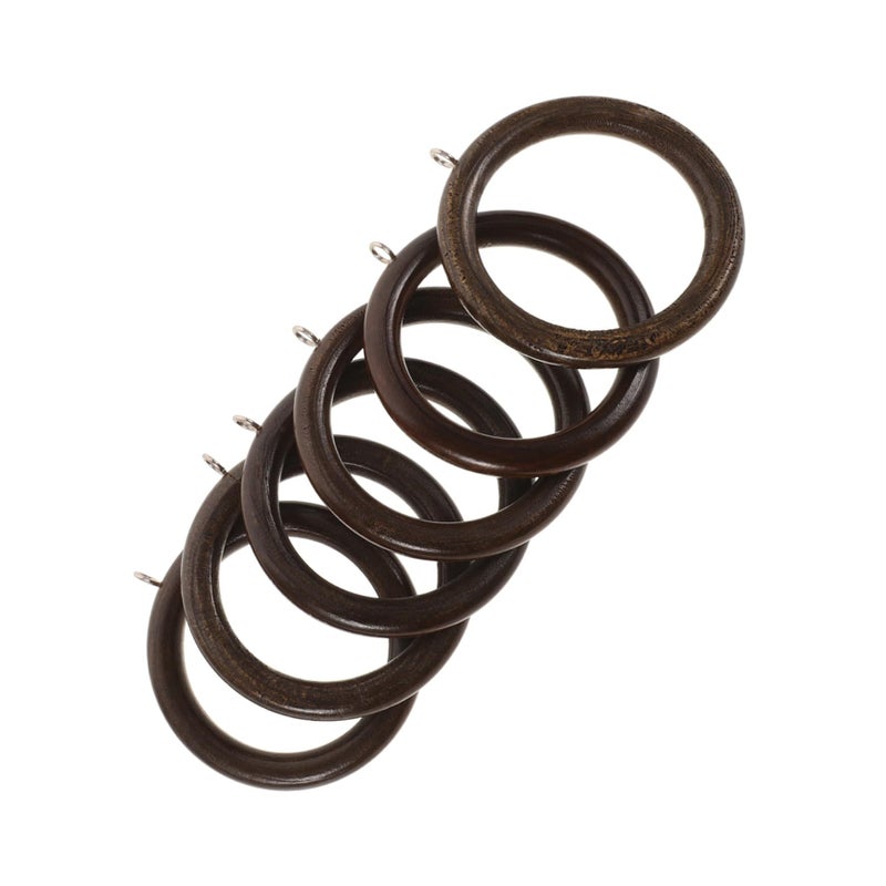Zerodeko 6 Pcs Wooden Curtain Ring Hooks Romano Rod Circles Home Replacement Coffee - Image 2