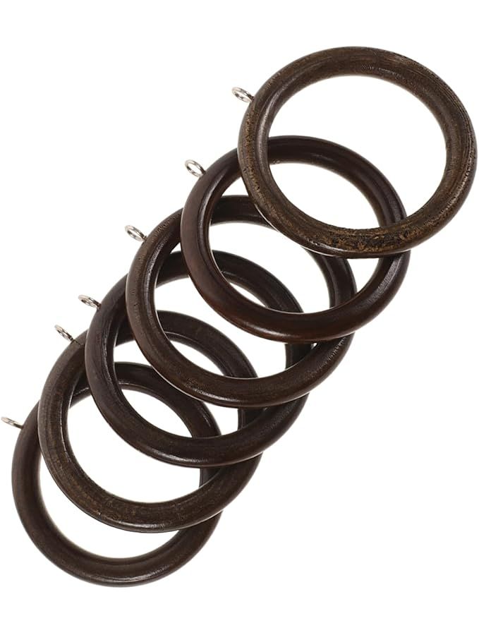 Zerodeko 6 Pcs Wooden Curtain Ring Hooks Romano Rod Circles Home Replacement Coffee - Image 1