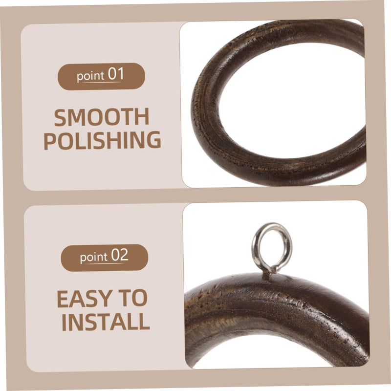 Zerodeko 6 Pcs Wooden Curtain Ring Hooks Romano Rod Circles Home Replacement Coffee - Image 4