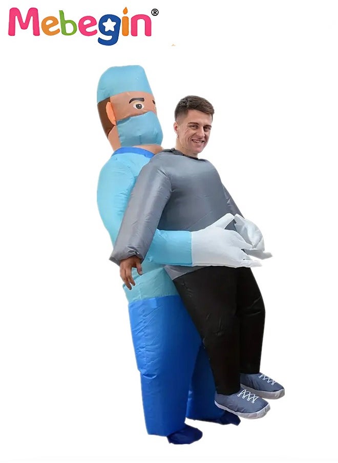 MEBEGIN Doctor Shape Inflatable Suit, Funny Inflatable Costume with Blower and Battery Case, Ceative Blow up Pretend Toy Costume for Dess up Parties, Show Dance Performance Props, Festivals and Cosplay Games, Suitable 160-190cm Height, 4 AA Batteries Required(Not Included)  - Image 1