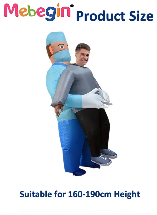 MEBEGIN Doctor Shape Inflatable Suit, Funny Inflatable Costume with Blower and Battery Case, Ceative Blow up Pretend Toy Costume for Dess up Parties, Show Dance Performance Props, Festivals and Cosplay Games, Suitable 160-190cm Height, 4 AA Batteries Required(Not Included)  - Image 2
