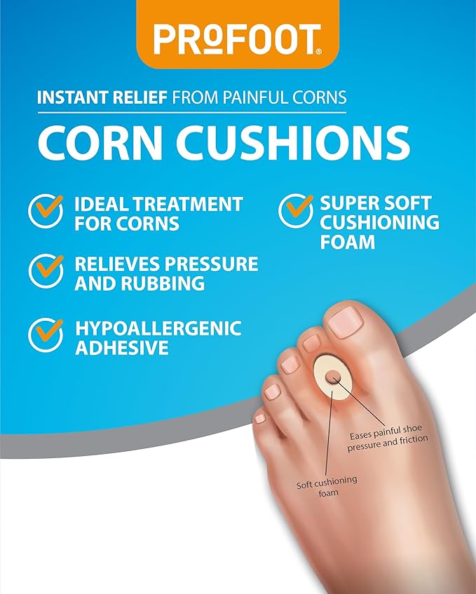 Profoot Corn Cushions 12 Cushioning Pads Instant Relief from Painful Corns Super Soft Cushioning Foam Pads for Pressure Relief Self Adhesive Pads 2 Pack - Image 2