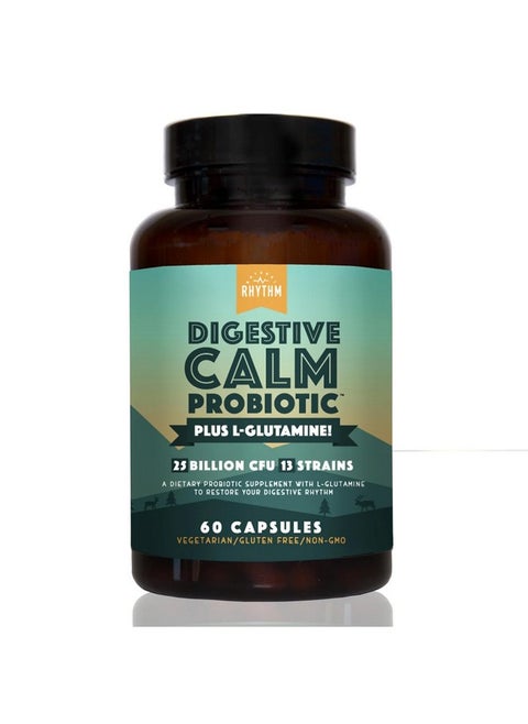 Natural Rhythm Digestive Calm Probiotic (Plus L-Glutamine) 25 Billion CFU and 13 Strains. - Natural Support for Better Digestion - for Bloating & Constipation + Gas Relief & Leaky Gut - 60 Capsules.