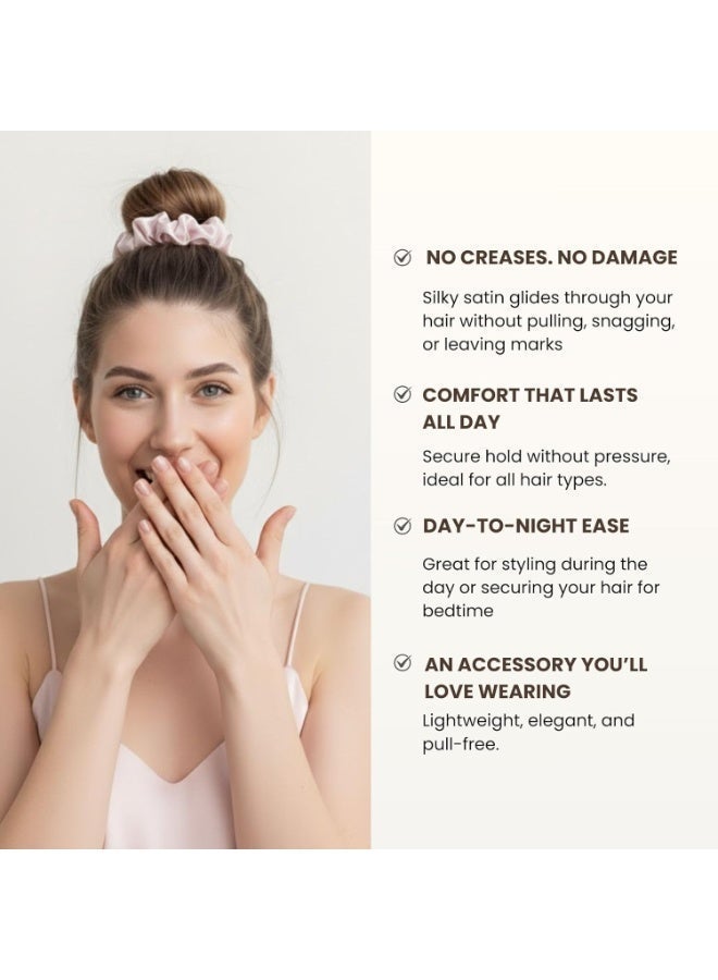 ELAUR Silk Scrunchies Satin for Women Girls | No Frizz No Crease | Soft Hair Accessories| Medium Hair Ties Scrunchy | Black Pink Grey Elastic Hair Band | Pack of 6 Colors (Assorted Colors) - Image 5