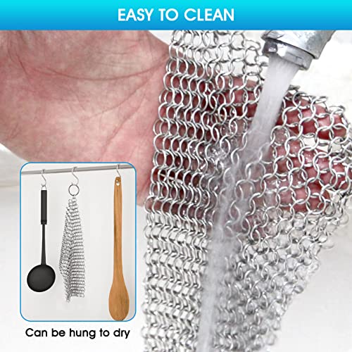 BOTEFEI Cast Iron Cleaner 6"x6.3" 316L Stainless Steel Chainmail Scrubber for Griddle Skillet Dutch Oven Wok Stainless Steel Pot Cast Iron Pan Support Dishwasher Cleaning - Image 5
