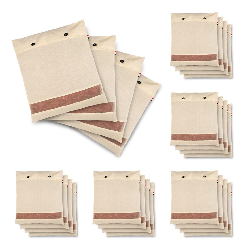 Solstice غطاء ساري قطن / حقائب ساري / أغطية ملابس (مجموعة من 24) بحجم كبير 16 x 14 (بوصة) لحقائب تخزين الملابس، السفر، منظم خزانة مع شبكة / نافذة (24)، أبيض فاتح - Image 1