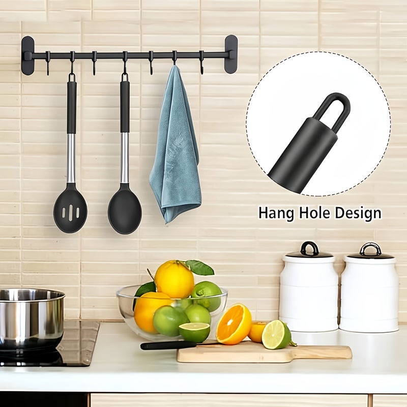 Heat Resistant Large Silicone Cooking Spoon Set Non Stick Stainless Steel Slotted And Solid Spatula For Serving Mixing Draining - Image 2