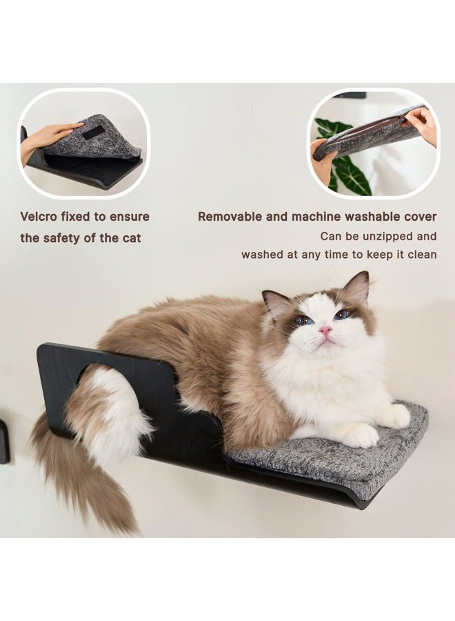 LIORCE Cat Wall Shelves, Creative Design Cat Shelf with Peephole, 19 x 10 inch Cats Wall Furniture with Comfortable Pad, Cats Perch for Sleeping, Playing, and Scratching, Walnut - Image 3