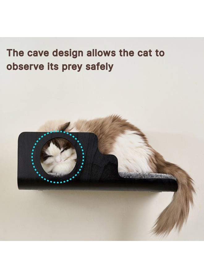 LIORCE Cat Wall Shelves, Creative Design Cat Shelf with Peephole, 19 x 10 inch Cats Wall Furniture with Comfortable Pad, Cats Perch for Sleeping, Playing, and Scratching, Walnut - Image 2