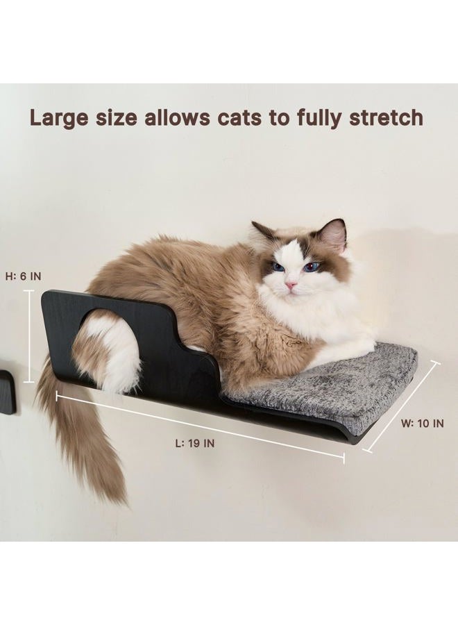 LIORCE Cat Wall Shelves, Creative Design Cat Shelf with Peephole, 19 x 10 inch Cats Wall Furniture with Comfortable Pad, Cats Perch for Sleeping, Playing, and Scratching, Walnut - Image 4