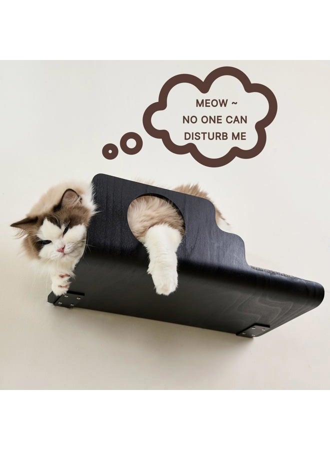 LIORCE Cat Wall Shelves, Creative Design Cat Shelf with Peephole, 19 x 10 inch Cats Wall Furniture with Comfortable Pad, Cats Perch for Sleeping, Playing, and Scratching, Walnut - Image 5