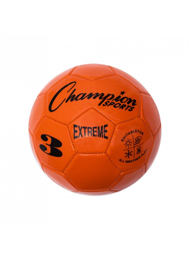 Champion Sports Champion Sports Extreme Series Soccer Ball, Size 3 - Youth League, All Weather, Soft Touch, Maximum Air Retention - Kick Balls for Kids Under 8 - Competitive and Recreational Futbol Games, Orange - Image 1