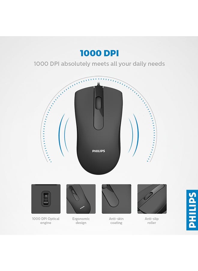 Philips M101 USB Wired Mouse Black - Image 4