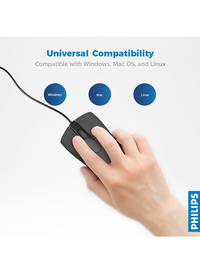 Philips M101 USB Wired Mouse Black - Image 5