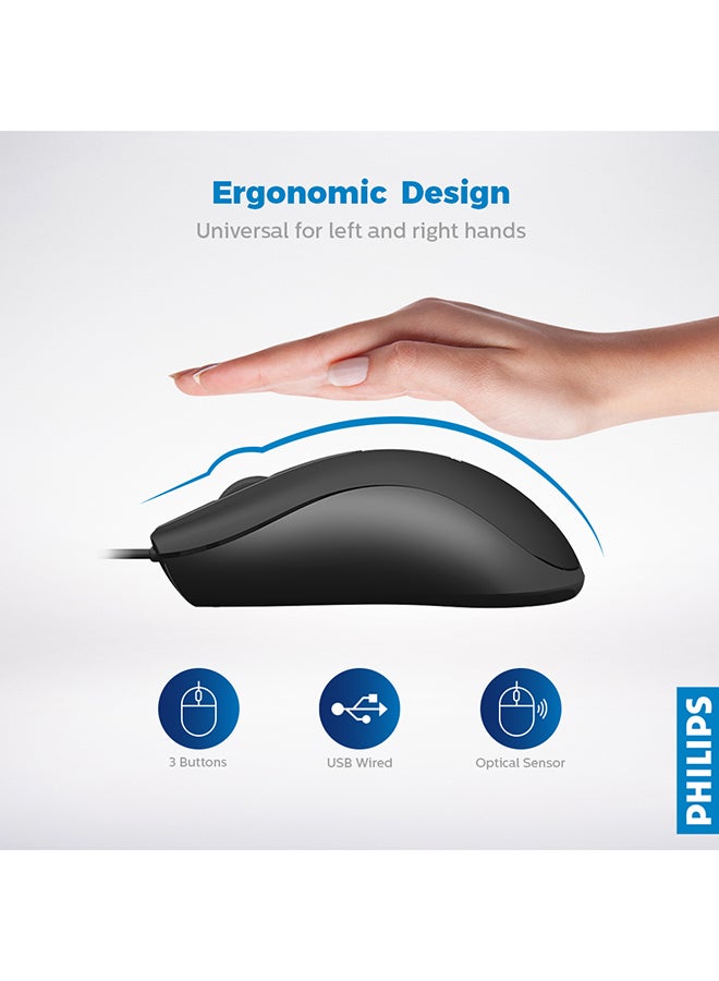 Philips M101 USB Wired Mouse Black - Image 2