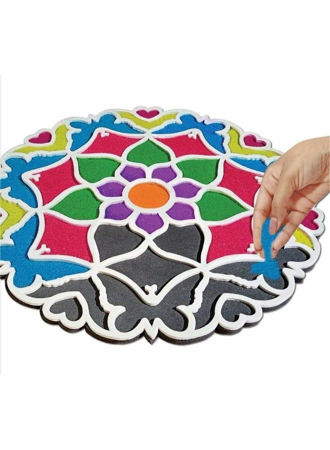 VRB DecTm 1 قطعة قاعدة خشبية قابلة لإعادة الاستخدام وقالب رانغولي حصيرة رانغولي لتزيين المنزل، زينة منزلية ديا، هدية ديا ديوالي، ديبك، شموع، تزيين المنزل. (تصميم 5) - Image 5