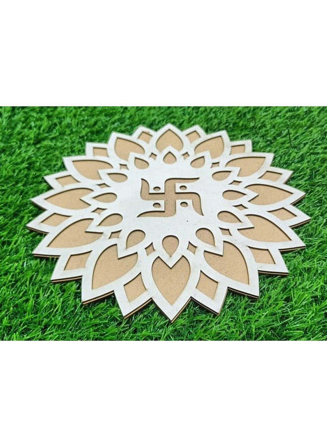 VRB DecTm 1 قطعة قاعدة خشبية قابلة لإعادة الاستخدام وقالب رانغولي حصيرة رانغولي لتزيين المنزل، زينة منزلية ديا، هدية ديا ديوالي، ديبك، شموع، تزيين المنزل. (تصميم 5) - Image 2