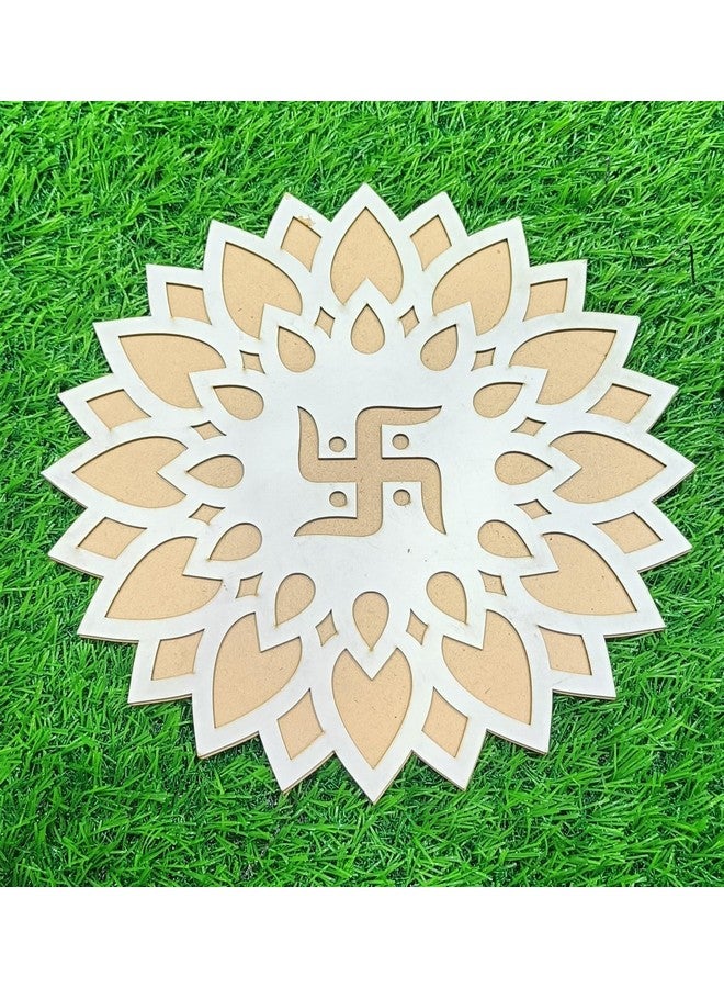 VRB DecTm 1 قطعة قاعدة خشبية قابلة لإعادة الاستخدام وقالب رانغولي حصيرة رانغولي لتزيين المنزل، زينة منزلية ديا، هدية ديا ديوالي، ديبك، شموع، تزيين المنزل. (تصميم 5) - Image 1