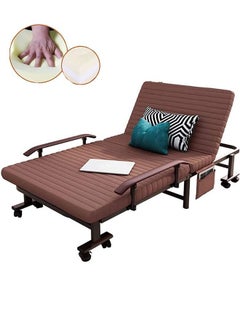 Folding Bed,Portable Single Sofa Bed,Rollaway Bed with Wheels,Office Nap Bed with Adjustable Backrest,Multifunctional Fold Up Bed with Storage Bag