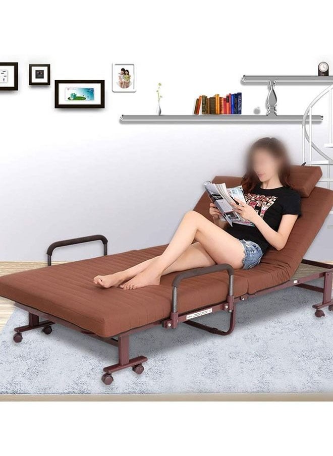 Generic - Folding Bed,Portable Single Sofa Bed,Rollaway Bed with Wheels,Office Nap Bed with Adjustable Backrest,Multifunctional Fold Up Bed with Storage Bag - Image 1