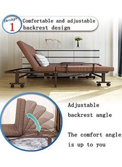Generic Folding Bed,Portable Single Sofa Bed,Rollaway Bed with Wheels,Office Nap Bed with Adjustable Backrest,Multifunctional Fold Up Bed with Storage Bag  - Image 4