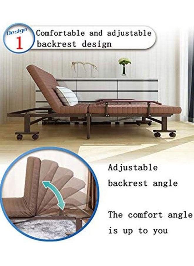 Generic - Folding Bed,Portable Single Sofa Bed,Rollaway Bed with Wheels,Office Nap Bed with Adjustable Backrest,Multifunctional Fold Up Bed with Storage Bag - Image 1