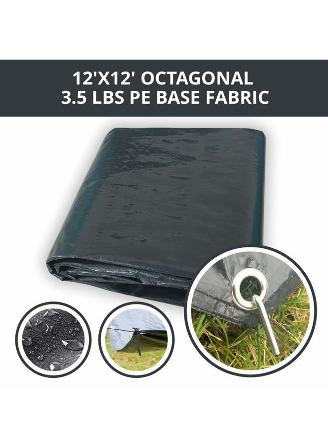 Alvantor Heavy Duty Tarp Waterproof 12'x12' Tarpaulin Ground Trailer with Rust Grommet Weather Resistant Cover Outdoor Camping 10 Mil Thick PE Floor Lightweight Mat Octagonal - Image 3