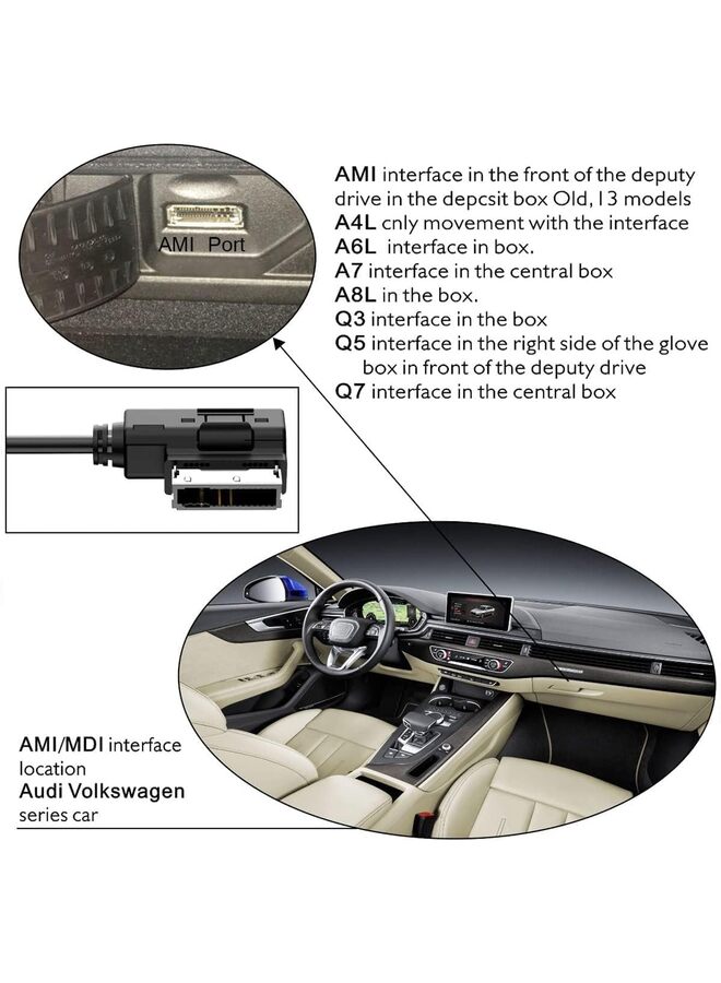 THE WHITE SHOP AMI MMI USB Adapter Cablefor Audi Audio MP3 Music Interface Adapter Connect Music Storage Device with USB Connector for A-UDI V-W J-etta GTI GLI P-assat CC T-iguan T-ouareg EOS/A - Image 3